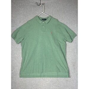 Polo Ralph Lauren Shirt Mens 2XL Green Short Sleeve Orange Pony